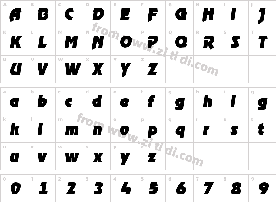 ThimbaDisplaySSK Italic字体字体映射图