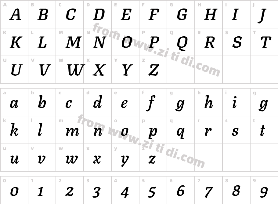 Texturina_24pt-BoldItalic字体字体映射图