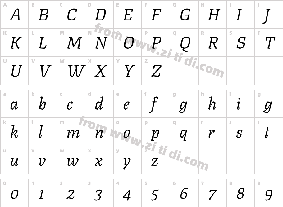 Texturina_24pt-LightItalic字体字体映射图