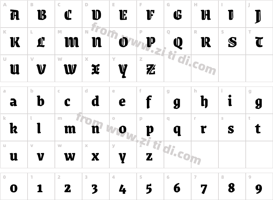 Grenze Gotisch Black字体字体映射图