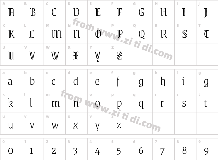Grenze Gotisch ExtraLight字体字体映射图