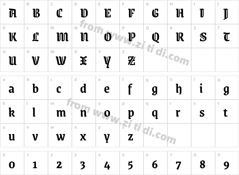 Grenze Gotisch SemiBold字体字体映射图