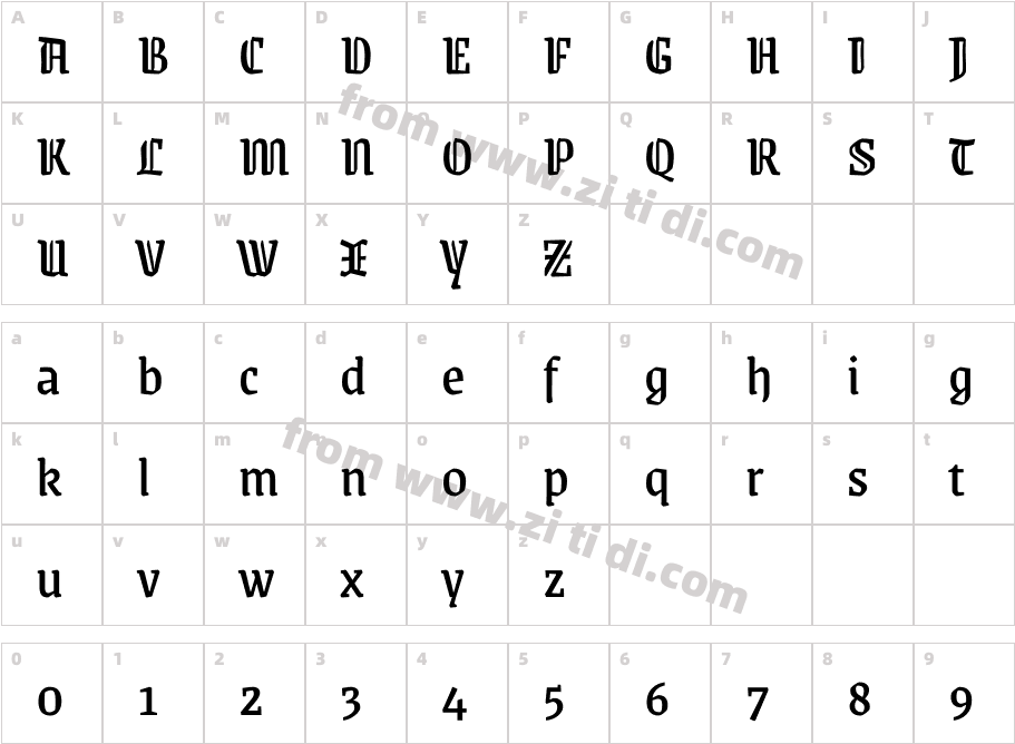 GrenzeGotisch-Regular字体字体映射图