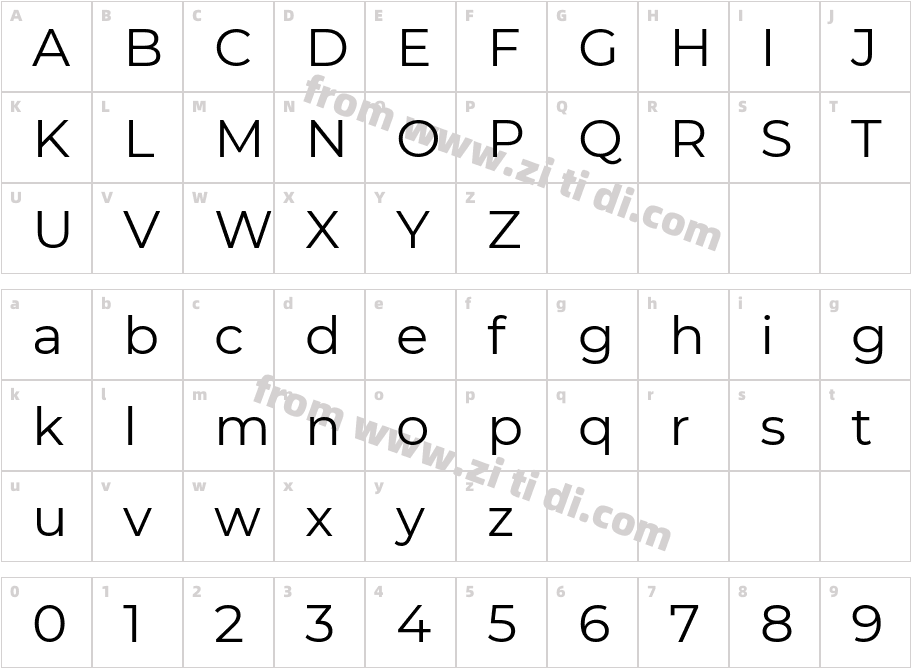 Montserrat-Regular字体字体映射图