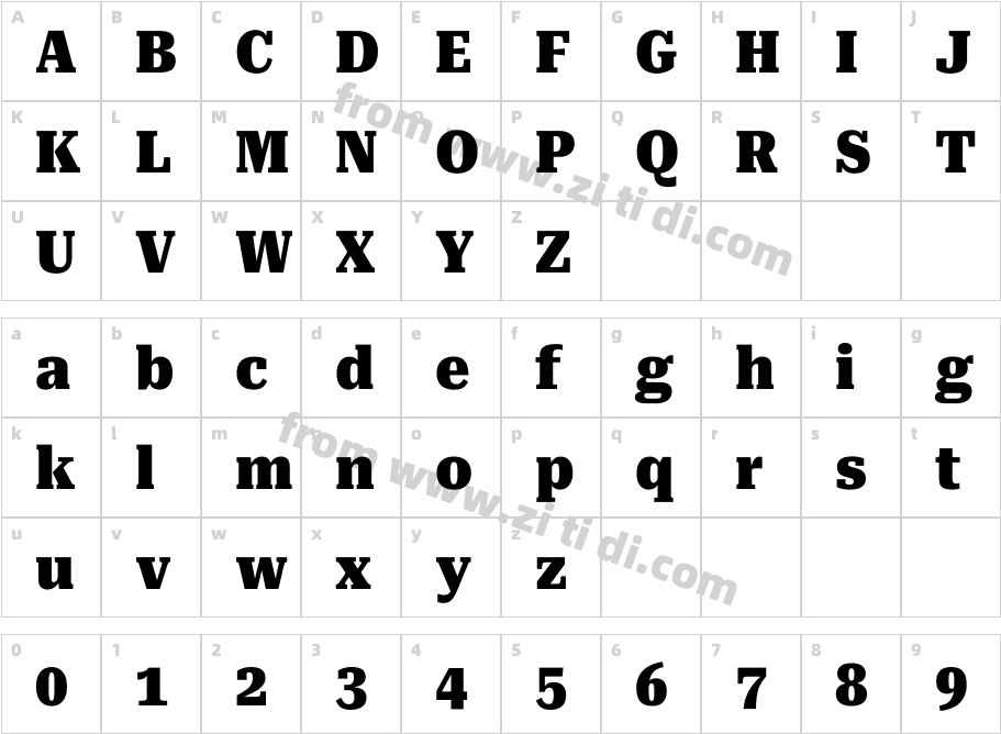 Roboto Serif Condensed Black字体字体映射图