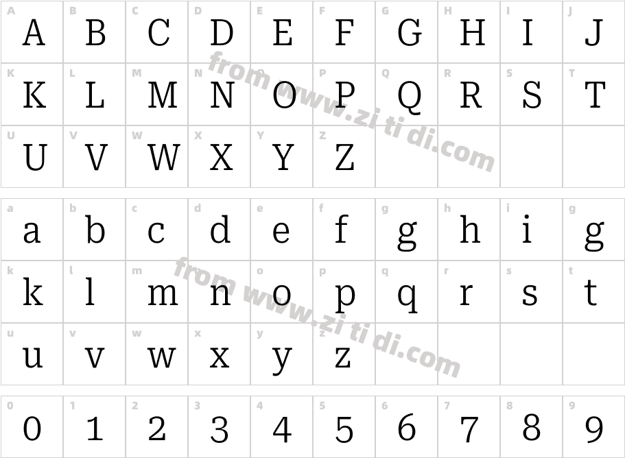 Roboto Serif Condensed Light字体字体映射图