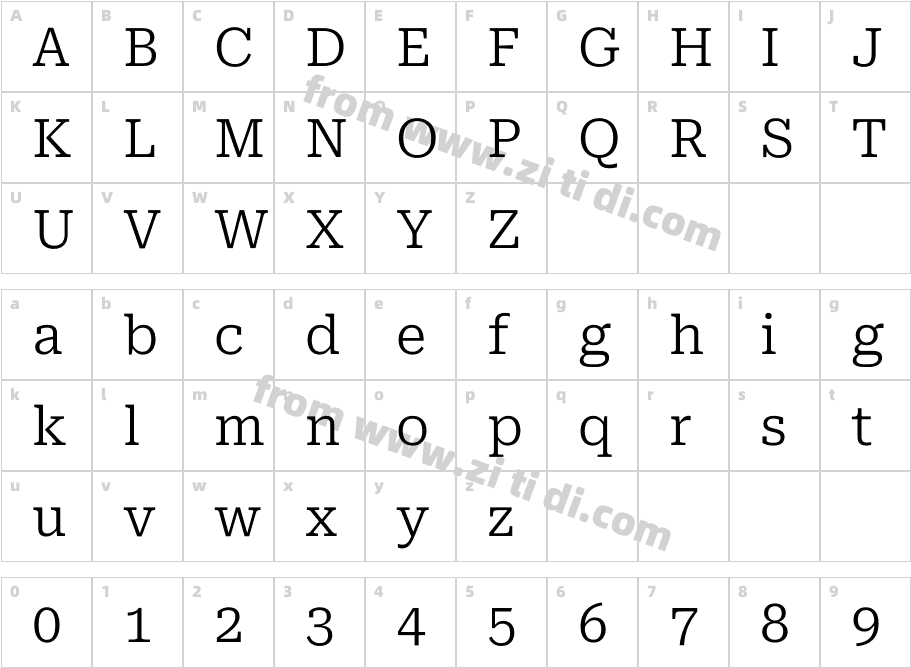 Roboto Serif Light字体字体映射图