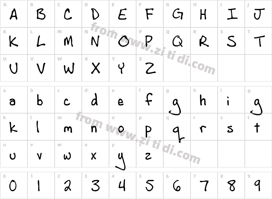 AndrewScript16字体字体映射图