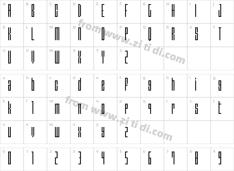 BMcinemaA16字体字体映射图