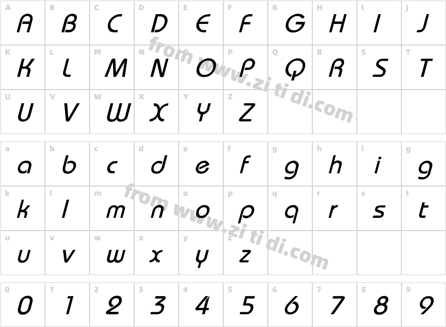 Bauhaus-Italic字体字体映射图