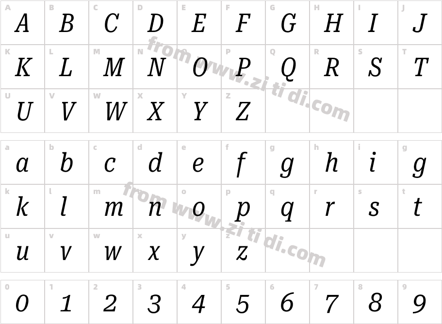 RobotoSerif_UltraCondensed-Italic字体字体映射图