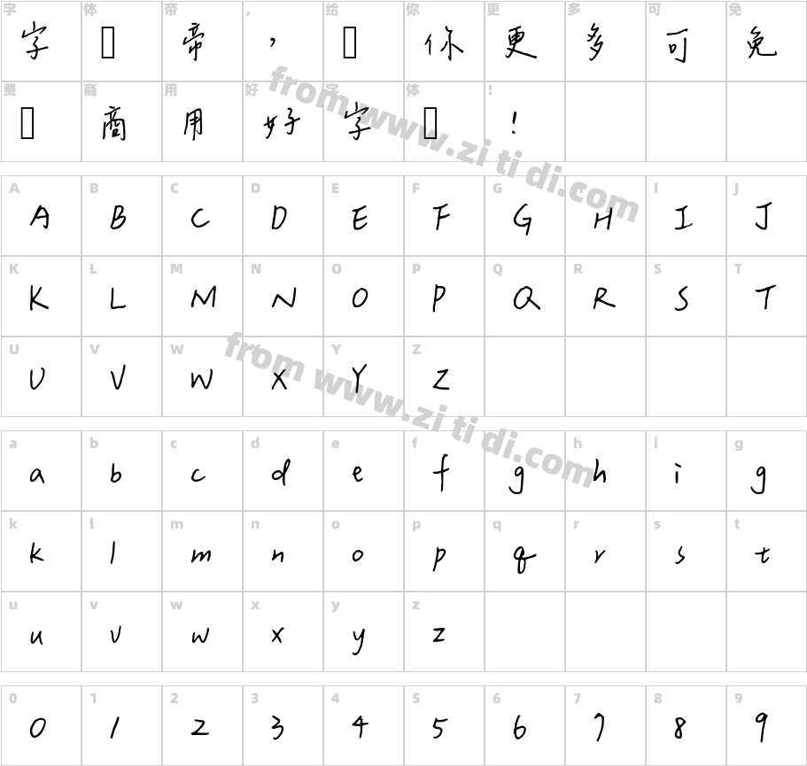 辰宇落雁體 Thin字体字体映射图