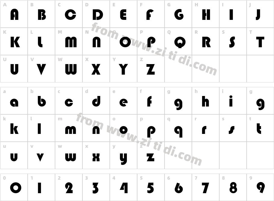 Blippo-Heavy字体字体映射图