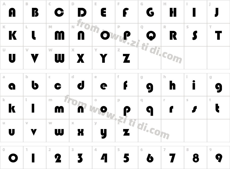 Blippo字体字体映射图