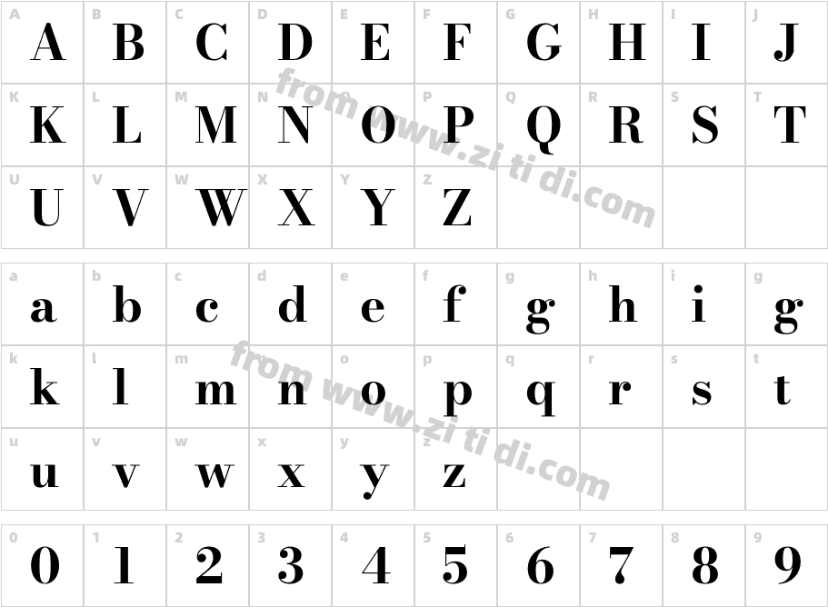 Bodoni-11-Bold字体字体映射图