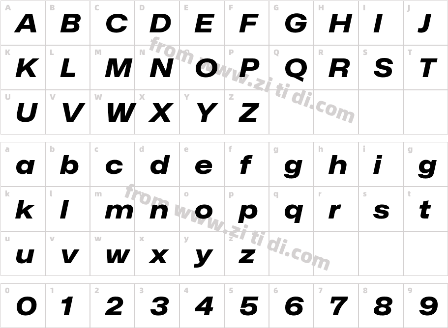 Mona-Sans ExtraBold Wide Italic字体字体映射图