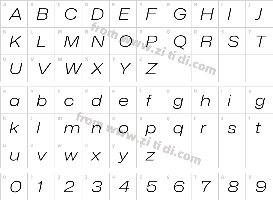 Mona-Sans Light Wide Italic字体字体映射图