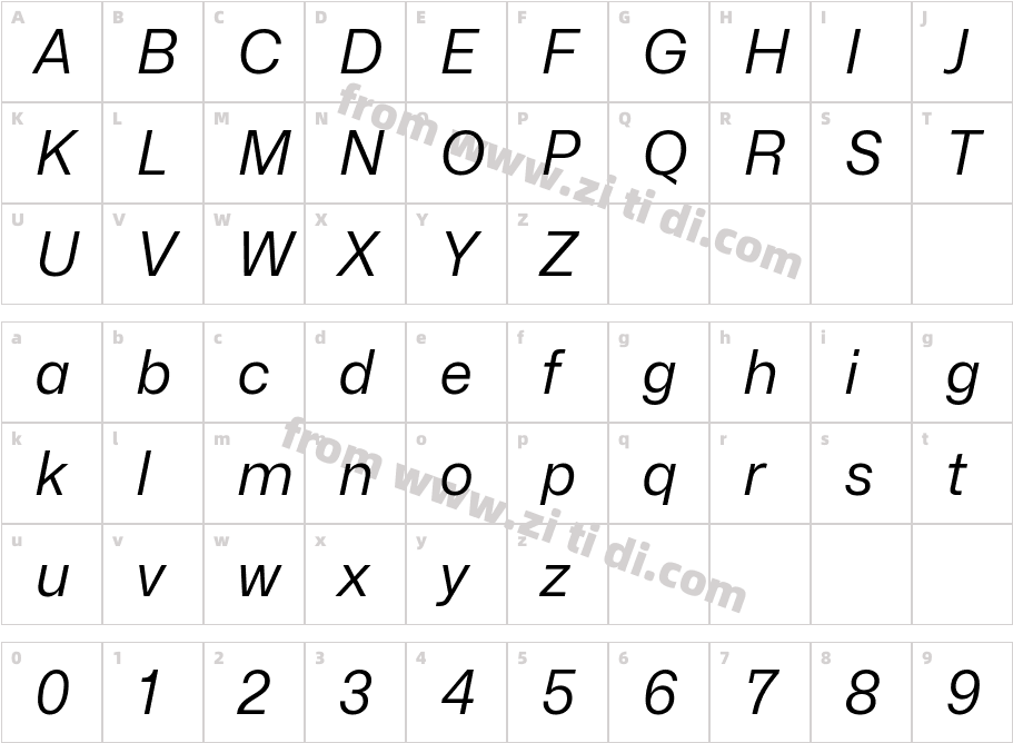 Mona-Sans Regular Italic字体字体映射图