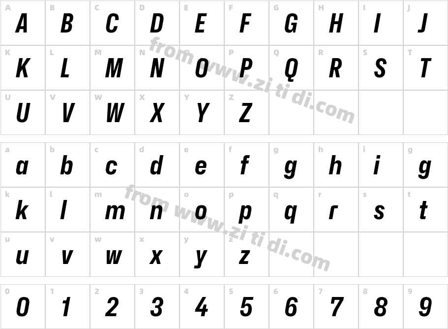 Hubot-Sans Bold Narrow Italic字体字体映射图