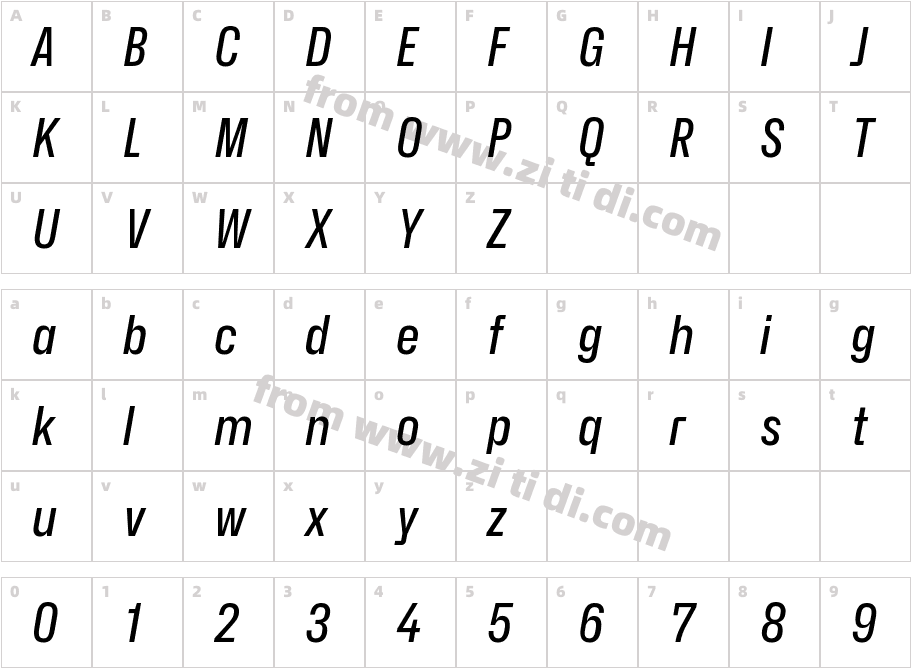 Hubot-Sans Medium Narrow Italic字体字体映射图