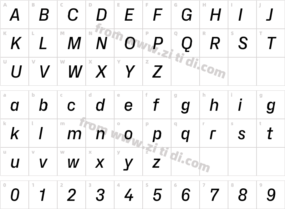 Hubot-Sans Medium Semi Italic字体字体映射图