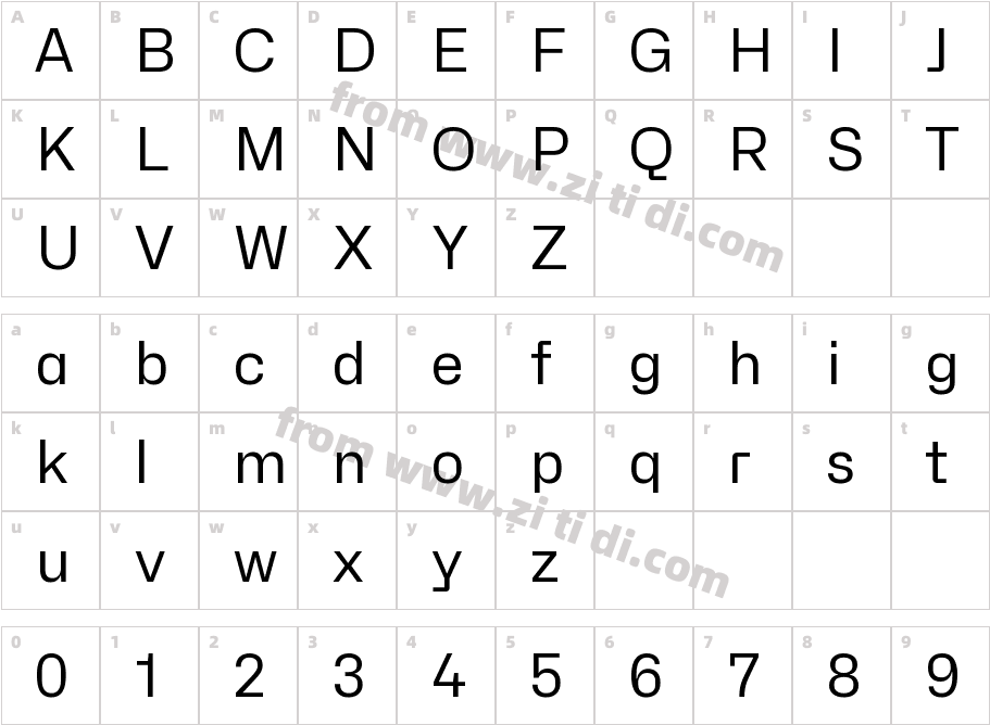 Hubot-Sans Regular字体字体映射图