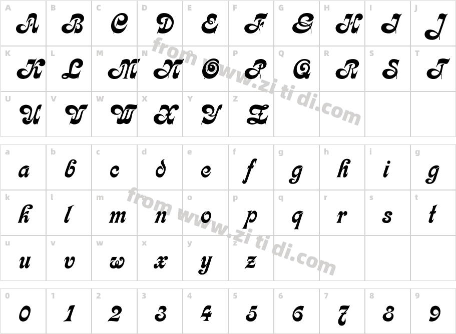 Calligraphia字体字体映射图