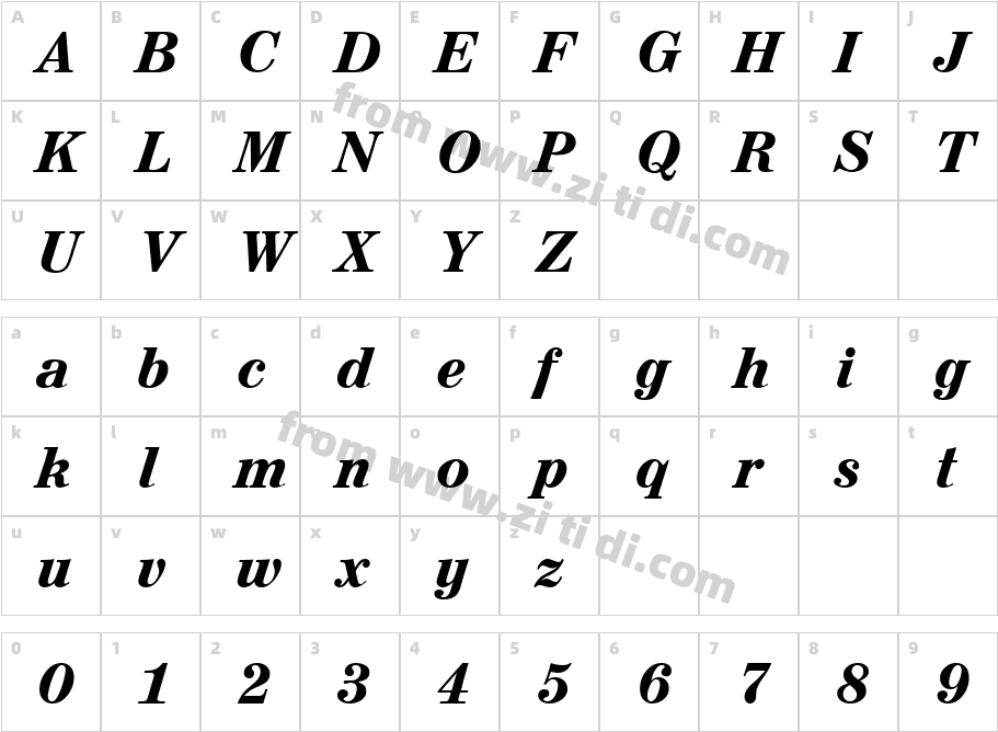 A850RomanBoldItalic字体字体映射图
