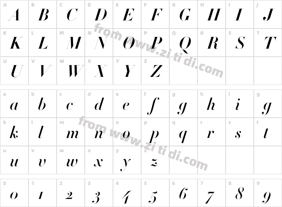 Didot-HTF-B96-Bold-Ital字体字体映射图