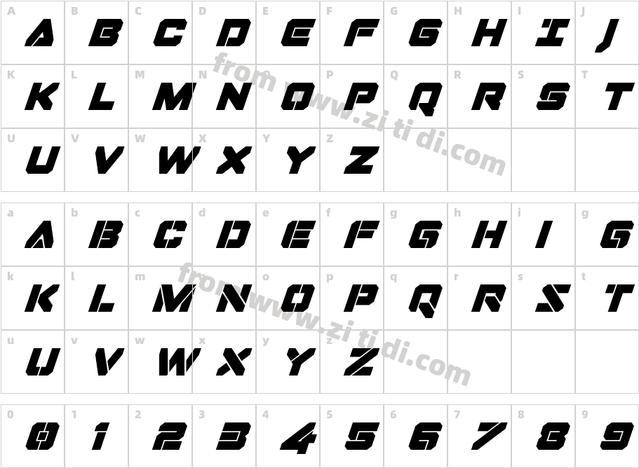 DominoJackSuper-Italic-Italic字体字体映射图