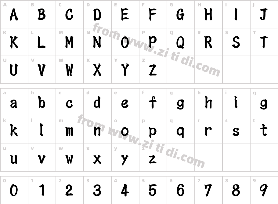 DroidSans字体字体映射图
