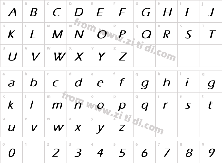 Eras-BoldItalic字体字体映射图