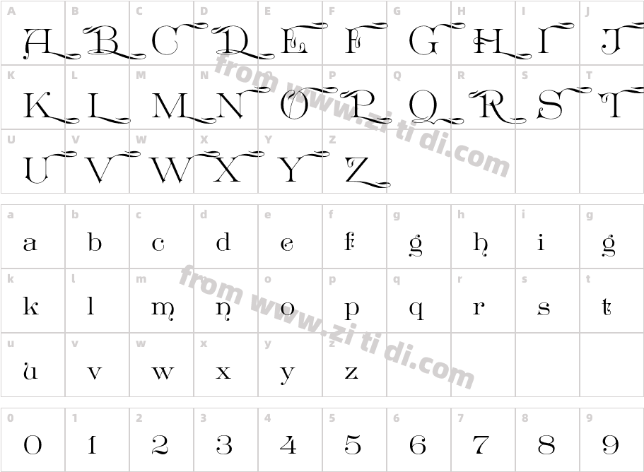 GreatVictorian-Swashed字体字体映射图