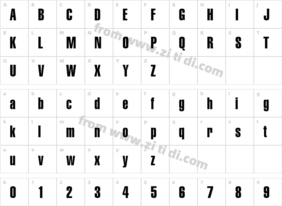 Helvetica-ExtraCompressed字体字体映射图