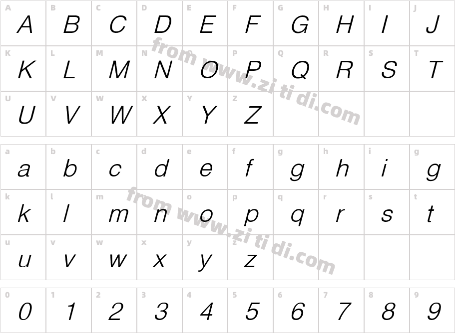 HelveticaObl-Li字体字体映射图