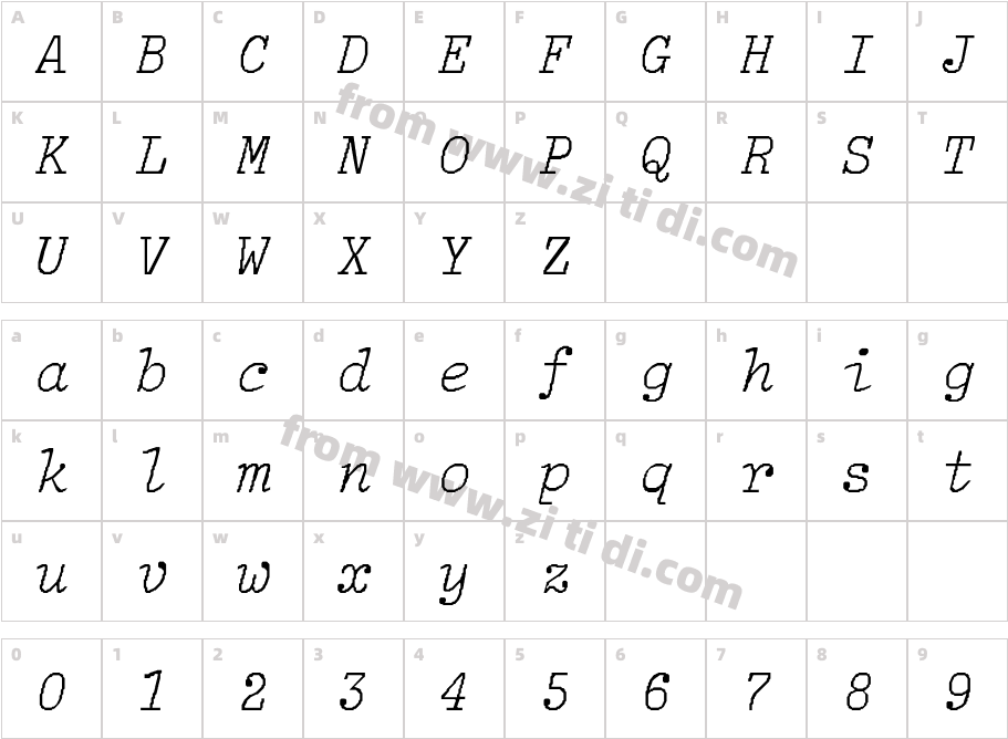 LightItalic-Lig字体字体映射图