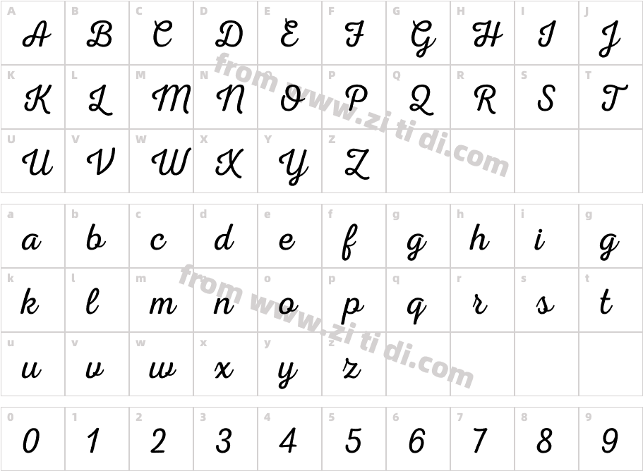 NexaRustScriptL-0字体字体映射图