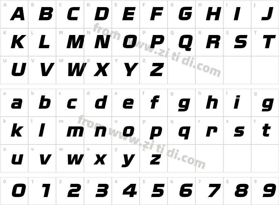 NissanOpti-Italic字体字体映射图