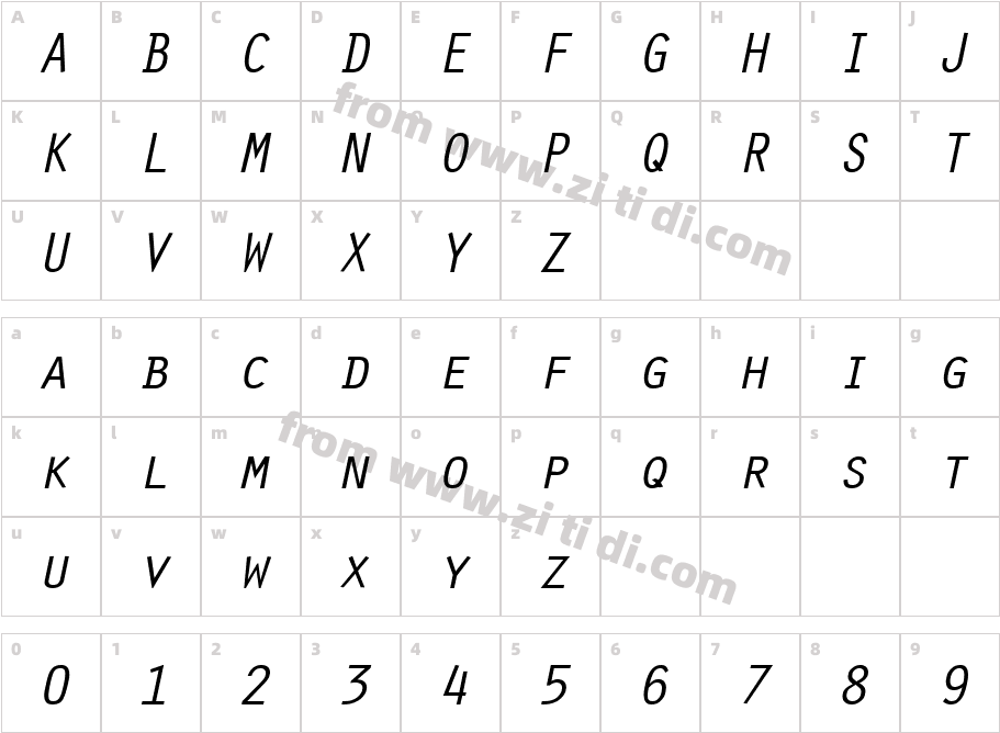 Oracle Italic字体字体映射图