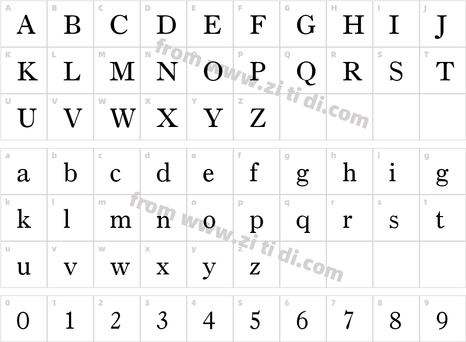 PartitionSSi字体字体映射图
