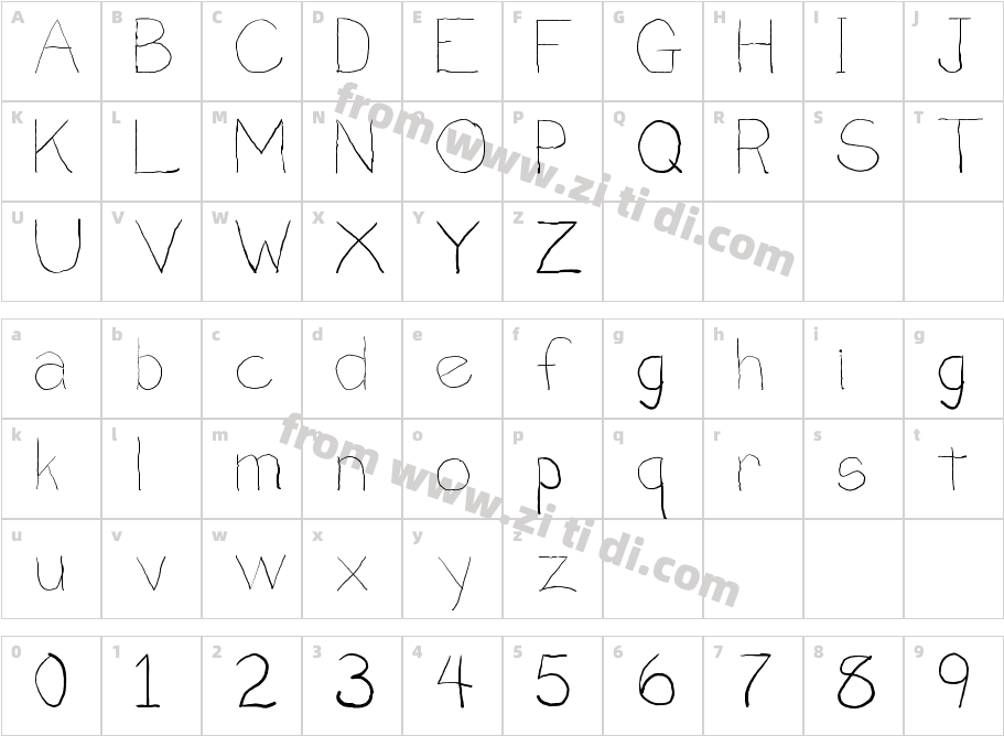 Penmanship B-字体字体映射图