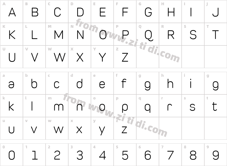 PeroW01-SemiLight字体字体映射图