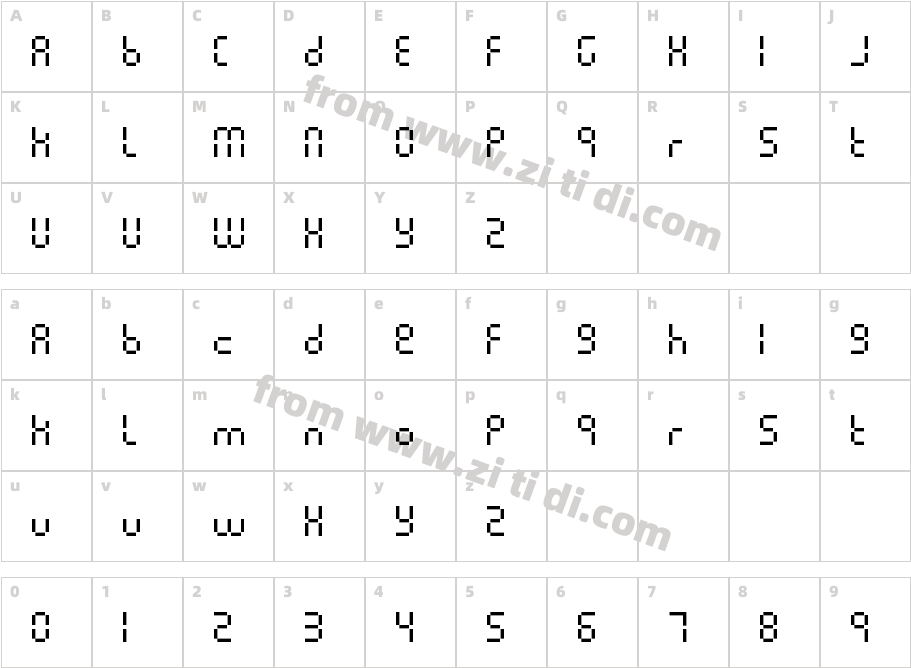 Pixel-lcd-machine字体字体映射图
