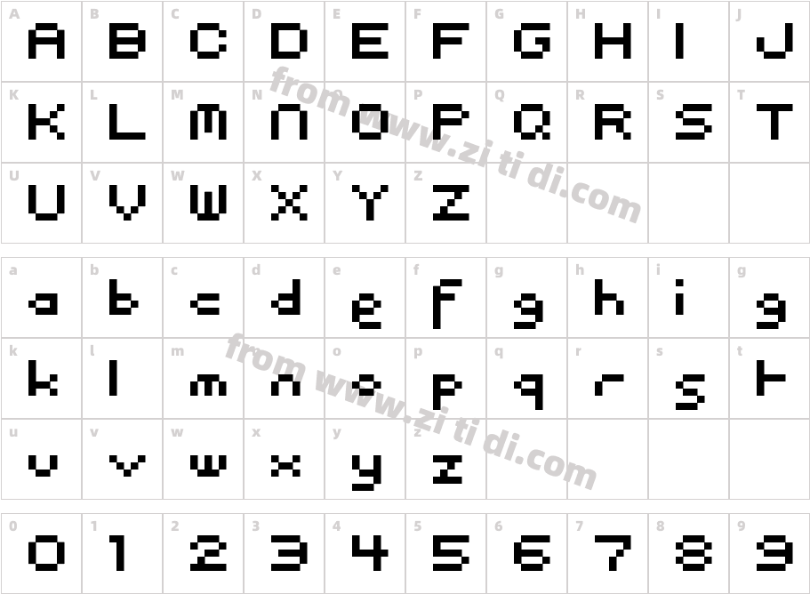 Pixel字体字体映射图