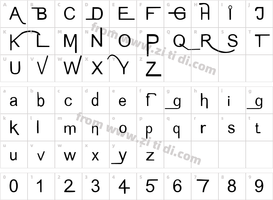 Regork字体字体映射图