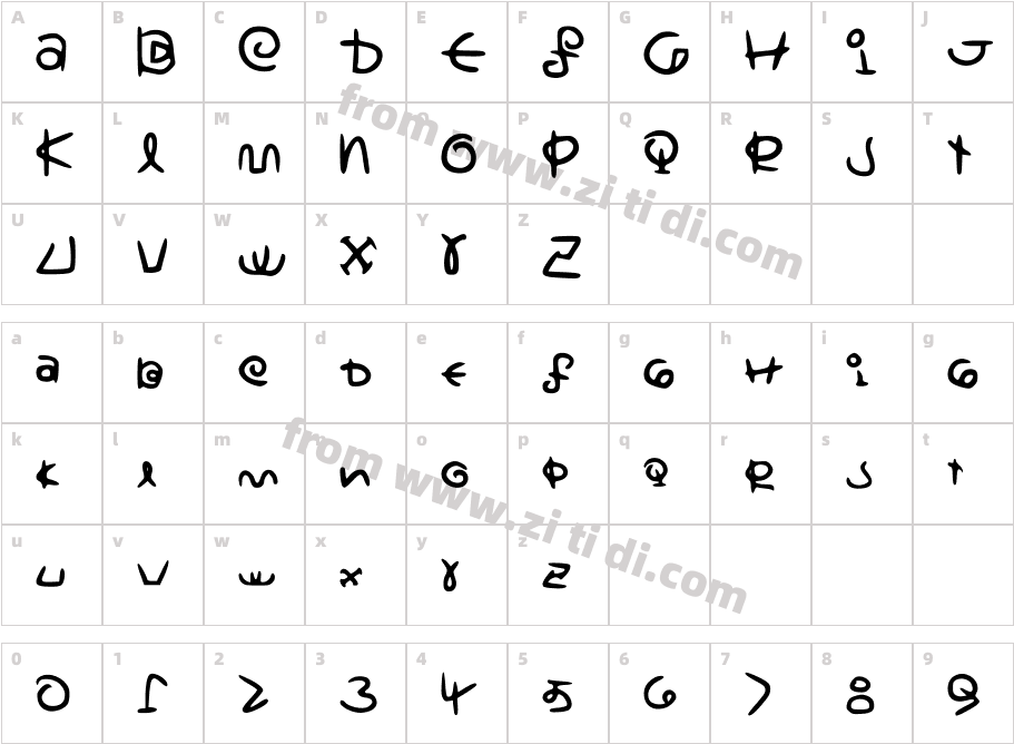 Saturnscript_Handwritten字体字体映射图