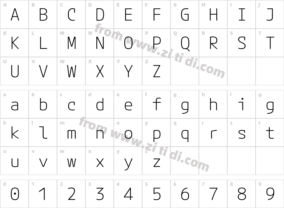 Mplus Code Latin 60 Light字体字体映射图