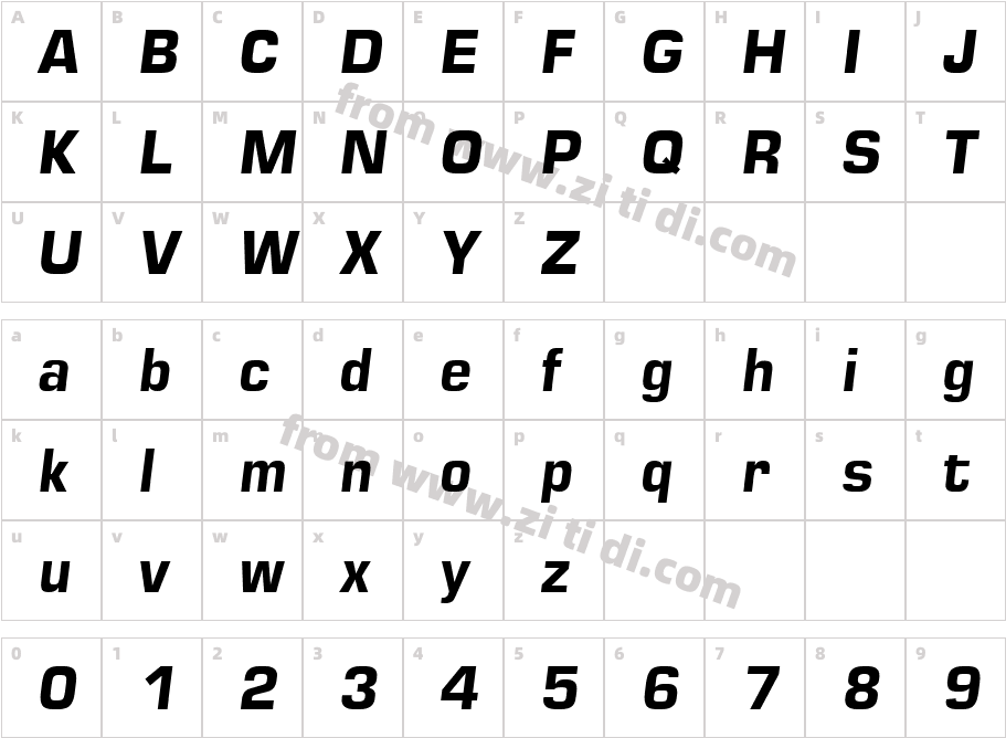 Square721Demi-Italic字体字体映射图