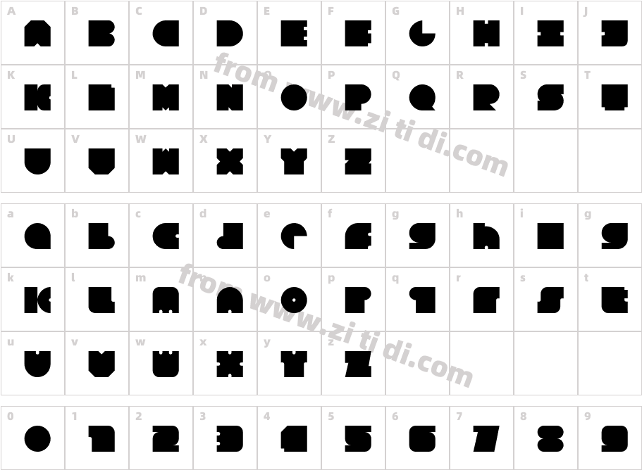 Square80字体字体映射图