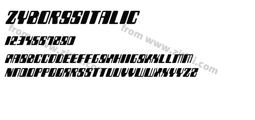ZyborgsItalic字体预览